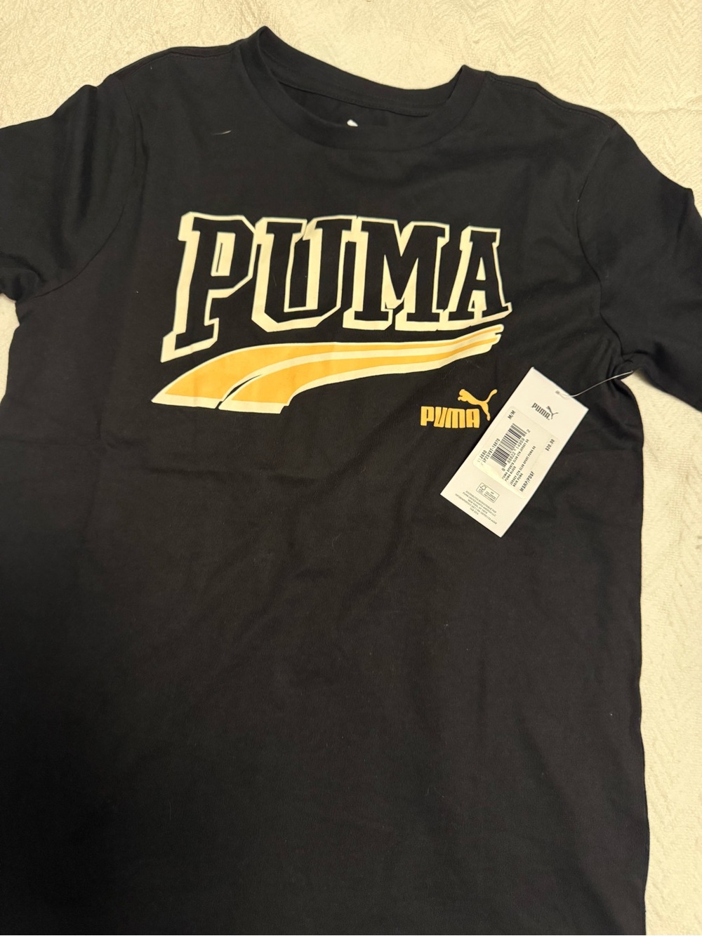 Puma Black Short Sleeve Tee with Yellow Graphic